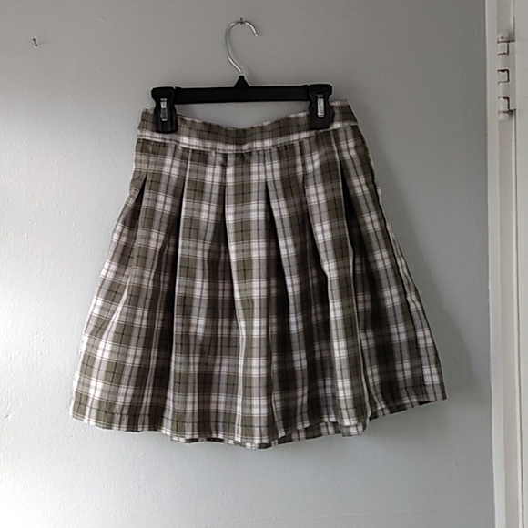 Women's Sim & Sam Green and White Plaid Midi Skirt - Picture 3 of 4